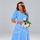 Vestido Midi Azul - Moda Modesta