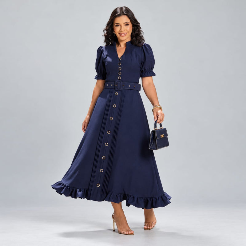 Vestido Longo Midi - Moda Modesta