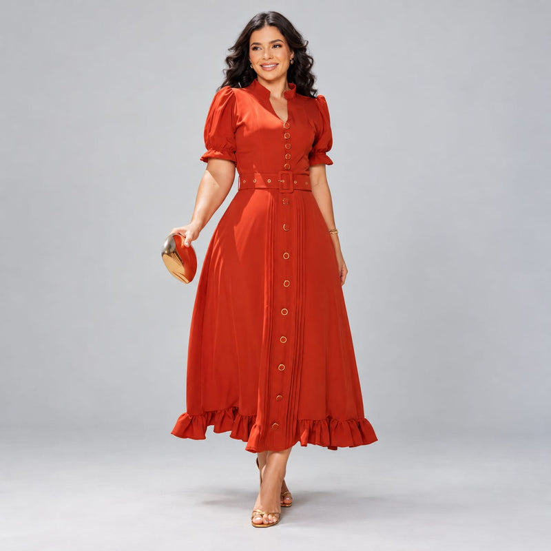 Vestido Midi Longo Laranja
