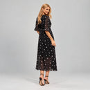 Vestido Midi Preto Florido