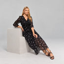 Vestido Midi Preto Florido