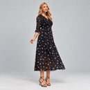 Vestido Midi Preto Florido