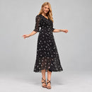 Vestido Midi Preto Florido