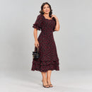 Vestido Longo com Estampa e Babado Duplo