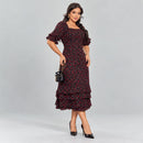 Vestido Longo com Estampa e Babado Duplo