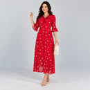 Vestido Longo Estampado Vermelho